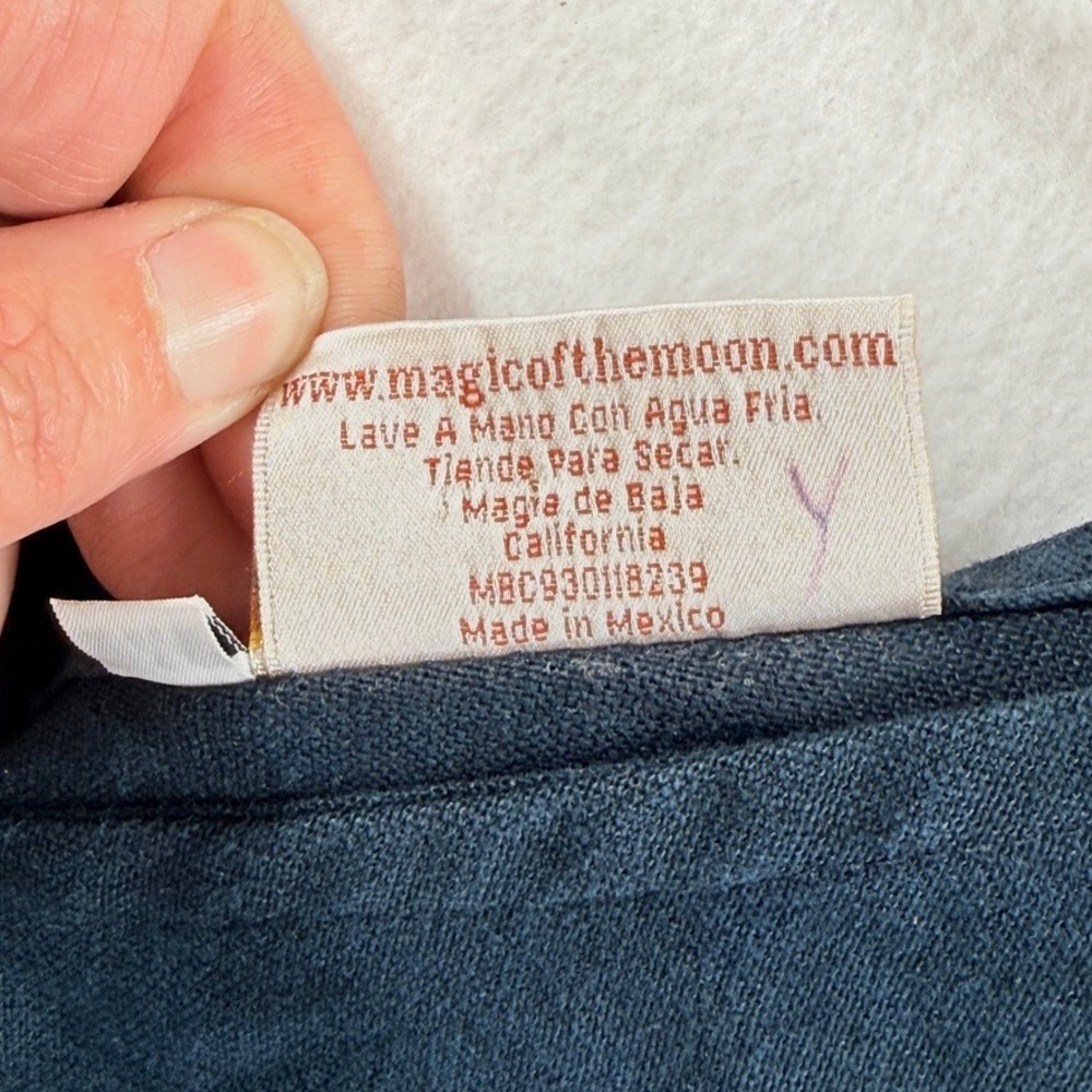 Magic of the Moon‎ Dress Womens Medium Blue Torn Raw Hem Lagenlook Artisan Artsy - Picture 11 of 12